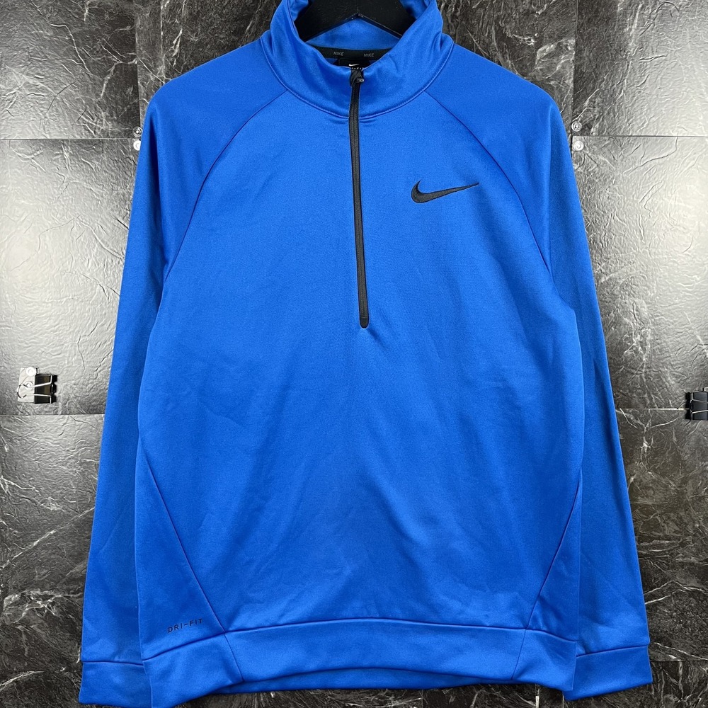 Nike Men's Blue Dri-Fit Quarter Zip Running Jacket Medium